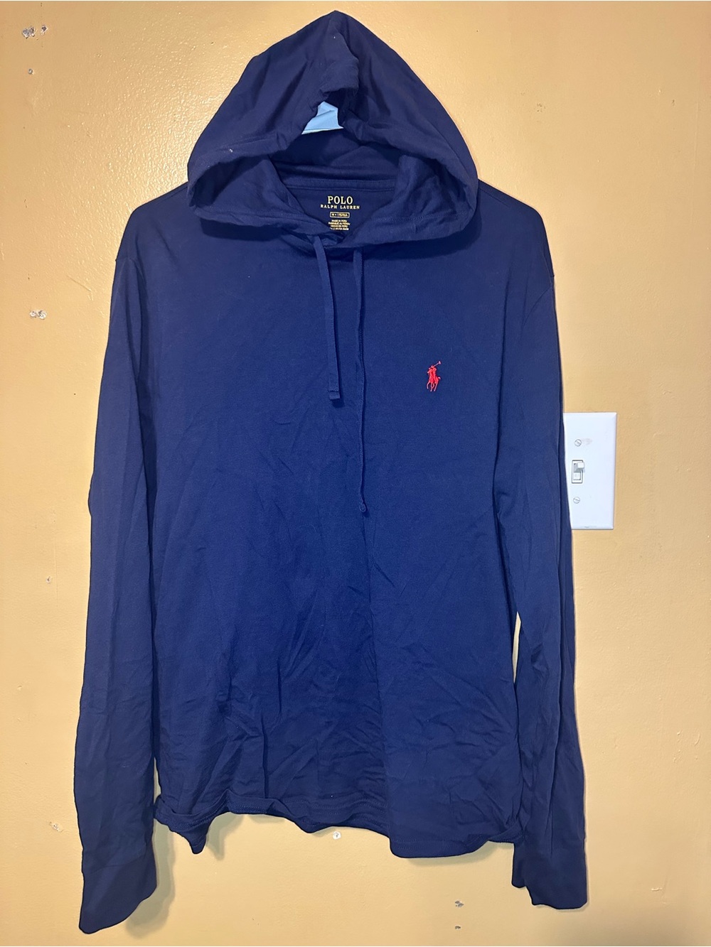 Polo by Ralph Lauren Navy Hooded Long Sleeve Shirt with Red Pony